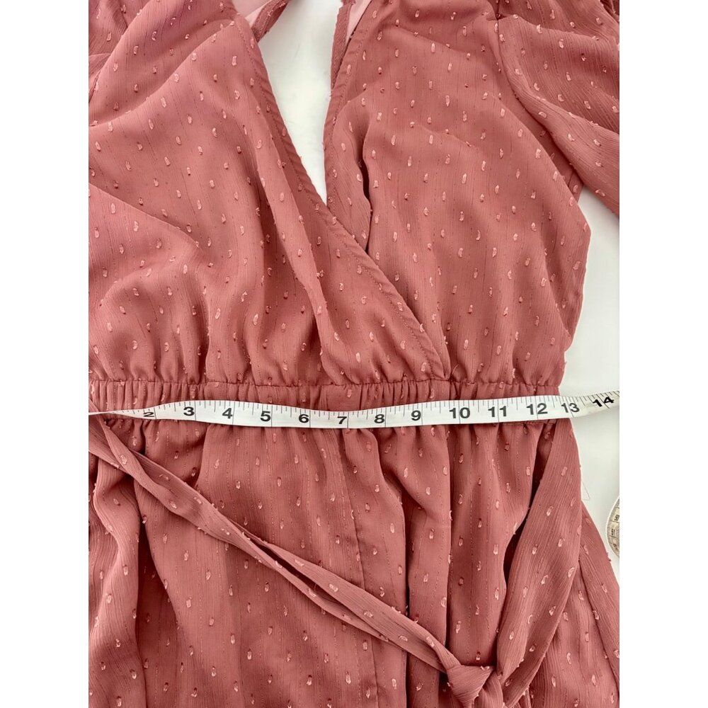 Lulus Romper Small Surplice Wrap Tie Waist Back Cutout Boho Cottagecore Coquette - Picture 7 of 14